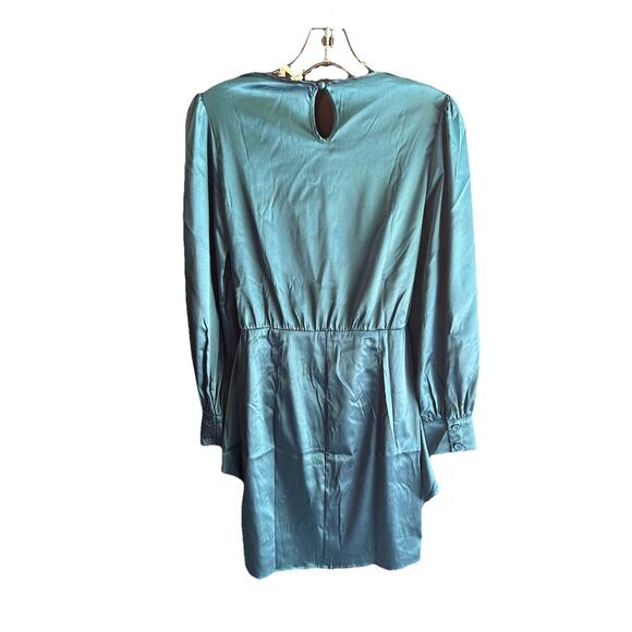 Grace Karin Women's Tied Front Long Sleeve Blue Midi Blouson‎ Dress Small NWT - Picture 5 of 9